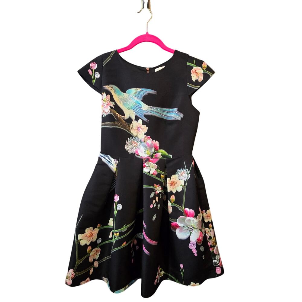 Ted Baker Womens Black Floral & Bird Fit & Flare Zaldana Dress w/Pockets | 2 - Picture 1 of 14